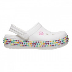 Saboți Crocs Crocband Gem Band Clog Kids Alb - White