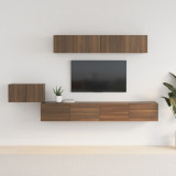 VidaXL Set dulapuri TV, 5 piese, stejar maro, lemn prelucrat