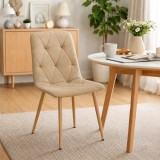 Scaun bucatarie/living, Artool, Libra, textil maro, picioare metal natur, 44.5x54.5x87 cm