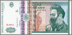 ROMANIA 500 LEI 1992 - FILIGRAN FATA - AUNC foto