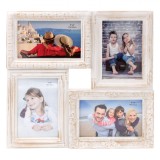 Ramă Foto Multiple, 33x33cm, 4 Poze, Alb, Auriu, Sticlă, Oem