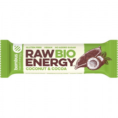 Baton energizant bio, Raw Energy, cu nuca de cocos si cacao 50g Bombus