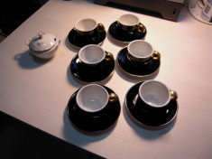 LOT de 6 cescute cu farfurie pentru ceai/cafea si o zaharnita din portelan foto