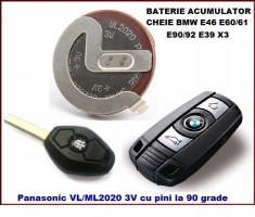 Baterie acumulator cheie BMW E46 E60 E90 E92 E39 E85 X3 Panasonic 90 grade foto