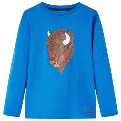 Tricou de copii cu m&amp;acirc;neci lungi, albastru cobalt, 128 foto