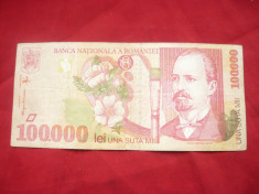 Bancnota 100 000 lei 1998 N.Grigorescu , cal. buna foto