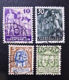 Lot Timbre Liechtenstein Cavaler &icirc;n Armură Castelul Vaduz Drumeț Turism Alpin Viticultură Culegător de Struguri Biserică Ștampilate - A0023