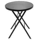 Masa pliabila pentru gradina ZR1254, metal + sticla, rotunda, 2 persoane, 60 x 70 cm