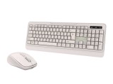 Kit tastatura si mouse fara fir Tellur Green, 2.4GHz, nano receiver, crem
