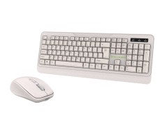 Kit tastatura si mouse fara fir Tellur Green, 2.4GHz, nano receiver, crem