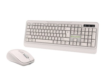 Kit tastatura si mouse fara fir Tellur Green, 2.4GHz, nano receiver, crem foto
