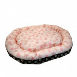 Culcus moale, pentru caine/pisica, model cu stelute, roz, 49 cm