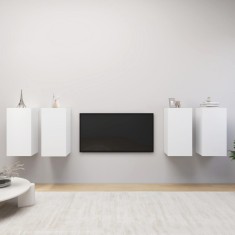 vidaXL Dulapuri TV, 4 buc., alb, 30,5x30x60 cm, lemn prelucrat foto
