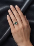 Cumpara ieftin Inel Reglabil din Argint 925 Emerald Geometric cu Zirconiu Verde si Cristale