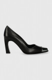 HUGO pantofi de piele Tarah culoarea negru, cu toc drept, 50513297