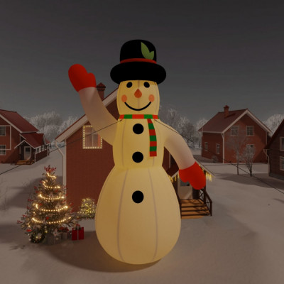 vidaXL Om de zăpadă gonflabil pentru Crăciun, cu LED-uri, 1000 cm foto