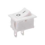Buton rocker mini ON, OFF cu mentinere, 6A 250V AC, SPST, montaj panou, alb, KCD1-101-00-WH