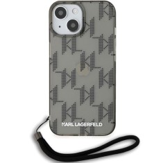 Husa pentru iPhone 15 / iPhone 14 / iPhone 13 - Karl Lagerfeld IML Luxury (KLHCP15SHKDPNSK) - Mono KL Pattern&amp;Cord