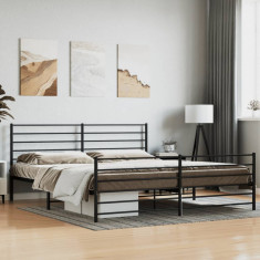 vidaXL Cadru pat metalic cu tăblii de cap/picioare, negru, 183x213 cm