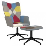Cumpara ieftin Scaun de relaxare cu taburet, textil, petice