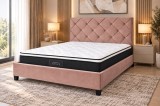 Cumpara ieftin Pat Hypnotic 160x200 cm Tapitat Catifea Roz cu Somiera Inclusa