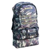 Rucsac pescar Baracuda B16, cu volum variabil 50 sau 60 litri, camuflaj verde