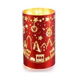 Candela Craciun sticla rosie aurie cu led II 9x15 cm