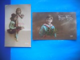 HOPCT 1765 COPII--ROMANTICA-FRANTA-LOT 2 CARTI POSTALE VECHI-CIRCULATE