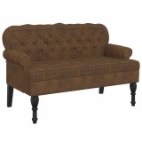 Cumpara ieftin Bancheta cu spatar maro 119,5x64,5x75 cm piele intoarsa eco.
