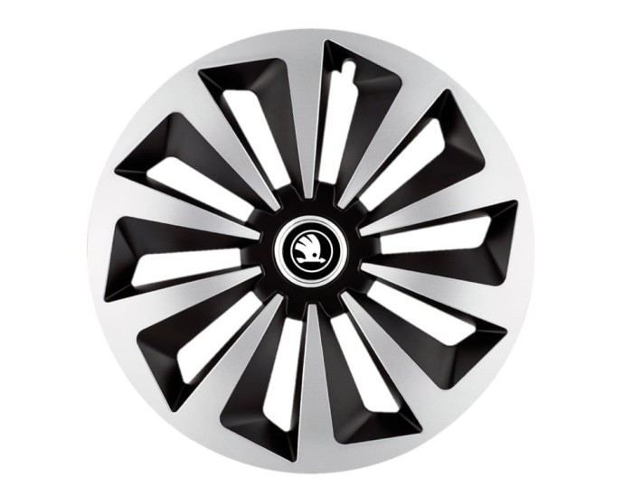 Set 4 capace roti pentru Skoda Nou Alb-Negru, model Fox Mix, R17