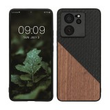 Husa Kwmobile pentru Xiaomi 13T/13T Pro, Maro/Negru, Lemn, KWM000020IS001C, Silicon, Carcasa