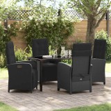 vidaXL Set de masă pentru grădină 5 pcs Negru poliratan