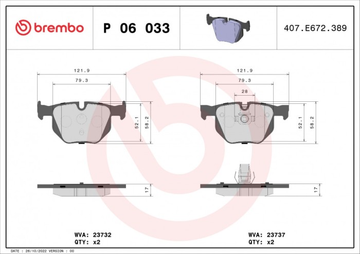 BREMBO P 06 033 PRIME LINE set placute frana,frana disc