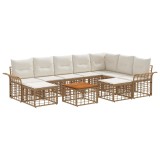 vidaXL Set de canapele de exterior 10 pcs Alb Natural și Crem 3437816