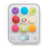 Cantar de bucatarie Tefal Optiss Cupcakes BC50D4V0, 5 kg, sticla securizata, functie Tara, functie de cantarire a lichidelor, precizie 0.5g, afisaj LC
