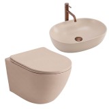 Set Vas WC Suspendat Focus + Lavoar pe Blat Rea Focus Taupe