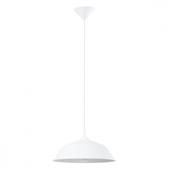Lampă Suspendată Frika Albă Oțel 1 Bec Dom Scandinav De Interior