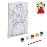 Set Pictura Canvas cu Zana, 5 Culori Acrilice si Pensula, 15x20cm, CMCLASS