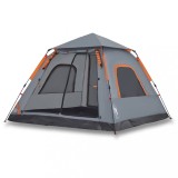 Cort camping cupola 5 persoane, gri/portocaliu, setare rapida