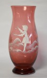 Vaza pentru flori - Mary Gregory - Boemia - rosu Cranberry glass - c.1900