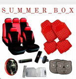 Summer Box-ROSU-Huse scaune+Covorase+Husa volan+Suport telefon+Parasolare