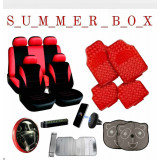 Summer Box-ROSU-Huse scaune+Covorase+Husa volan+Suport telefon+Parasolare