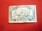 Serie Canada 1933 -100 Ani navigatie pe Atlantic ,5C albastru stampilat