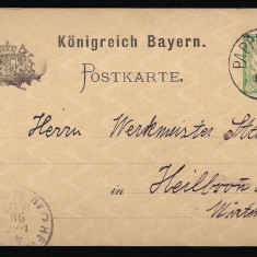 Germany Bayern 1898 Old postcard stationery Pappenheim to Heilbronn D.765