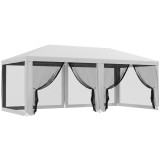Outsunny Cort de Exterior cu 6 Părți Laterale Detașabile, Cort pentru Petrecerie, Adăpost pentru Umbră pentru Evenimente, 584.6x295.6x256 cm, Alb.