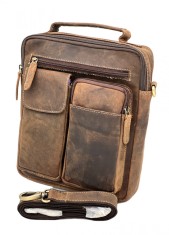 Geanta de umar barbati din Piele Naturala de Vanat, Hunter Brand, Handmade, Curele de Umar din piele, 23x28x10 cm