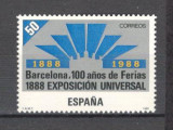 Spania.1988 100 ani EXPO Barcelona SS.210, Nestampilat