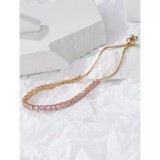 Cumpara ieftin Bratara Tenis auriecu strasuri roz - 69355