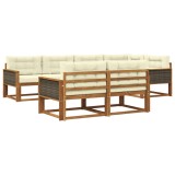 vidaXL Set de canapele de exterior cu pernă 7 pcs Natural și Crem 3382638