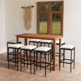 Set mobilier bar de gradina cu perne, 9 piese, negru GartenMobel Dekor, vidaXL